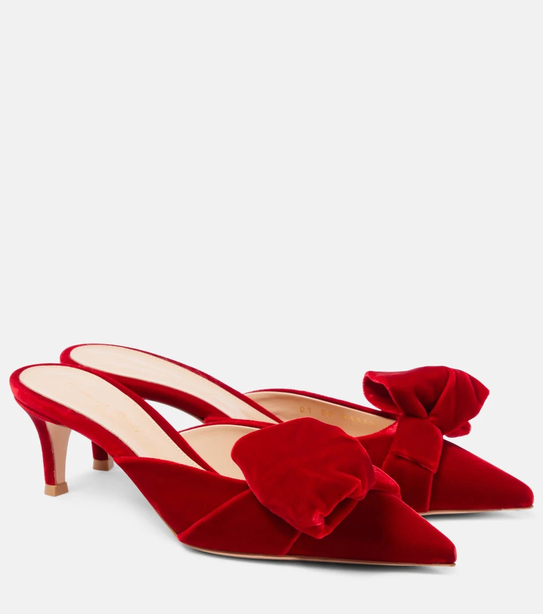 Gianvito Rossi - 55 bow-detail velvet mules