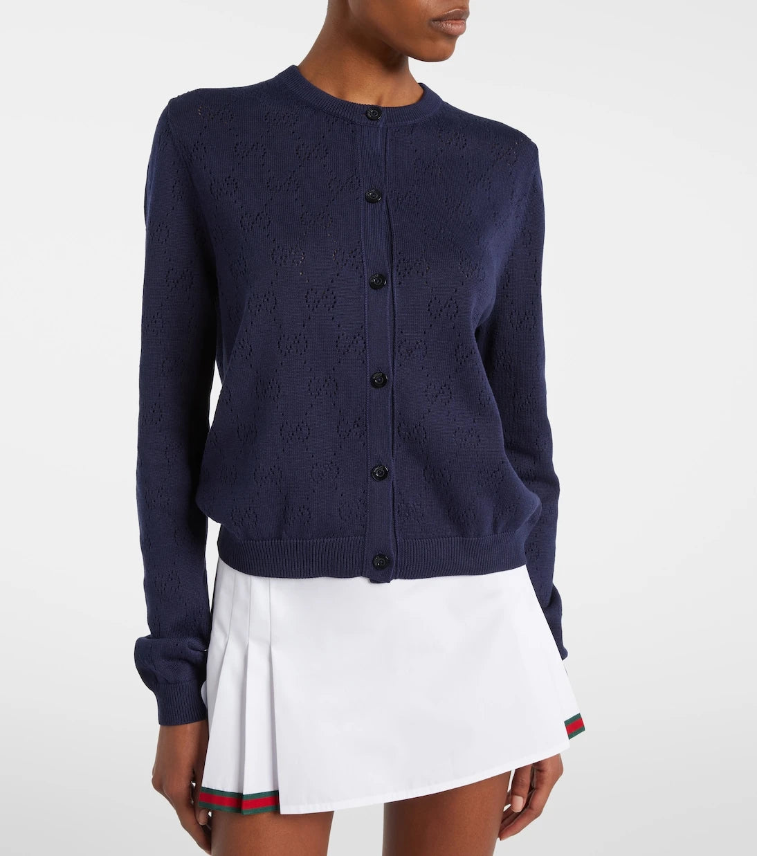 Gucci - GG pointelle silk and cotton cardigan