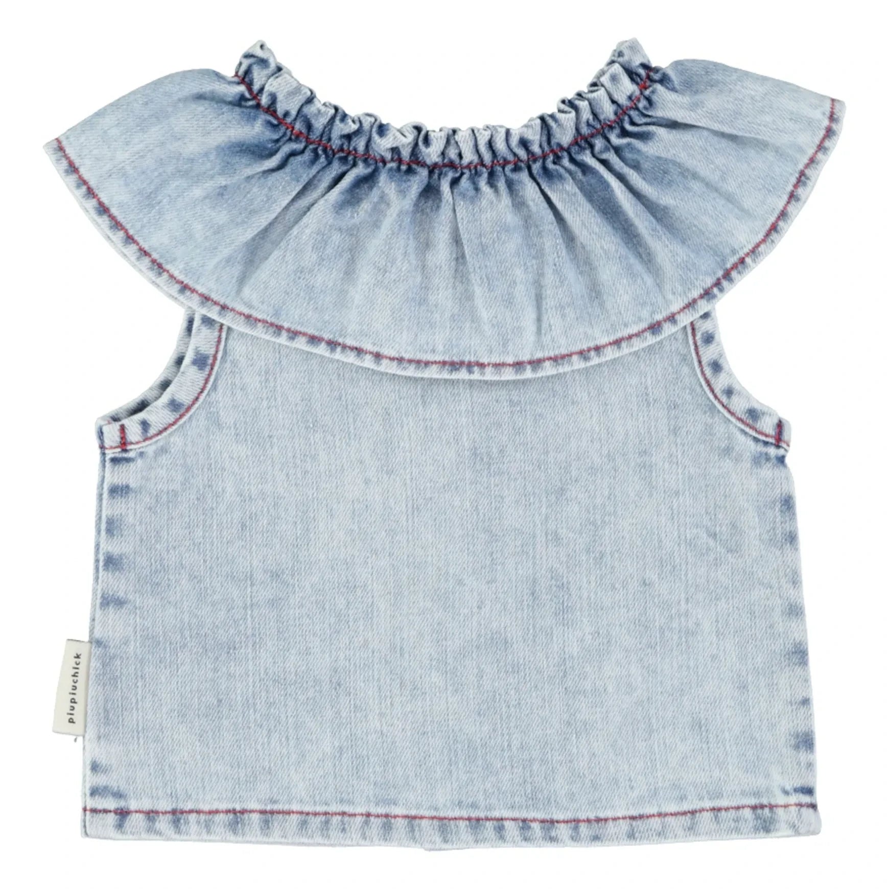 Piupiuchick - Etoile Denim Sleeveless Blouse | Washed blue