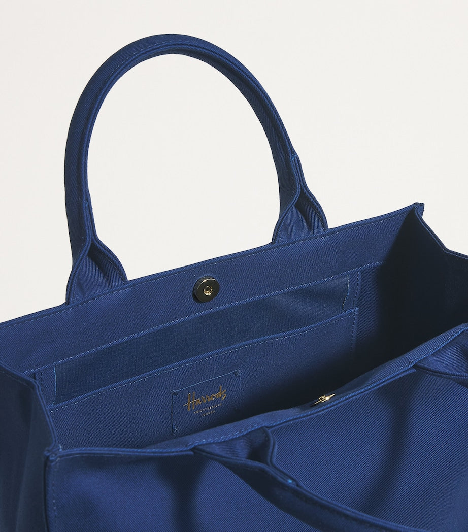 Navy Medium Cotton Logo Tote Bag