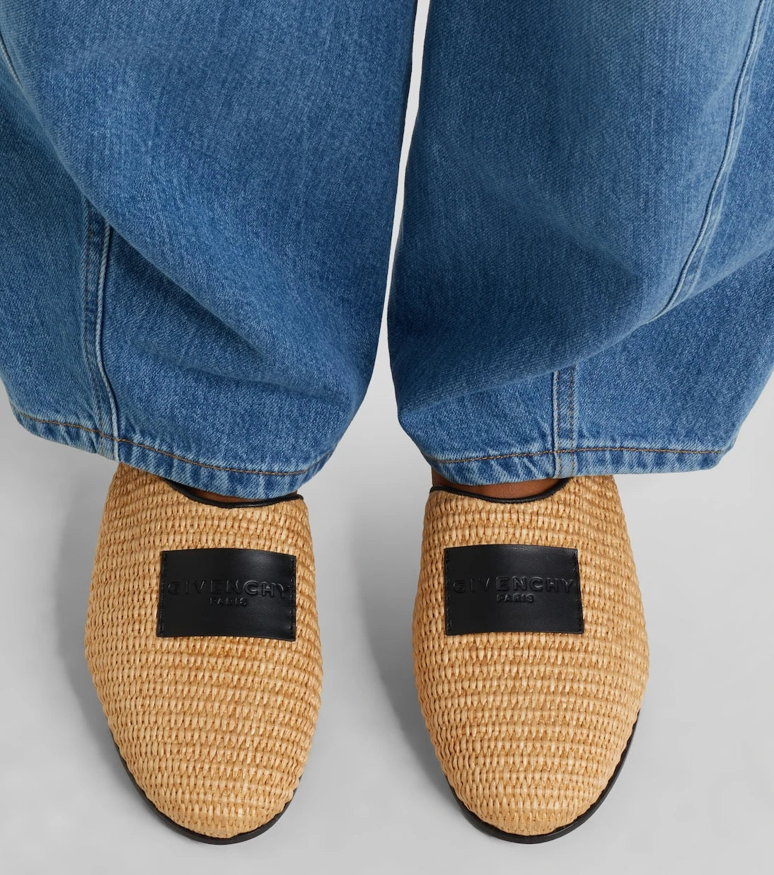 Givenchy - Label leather-trimmed woven mules