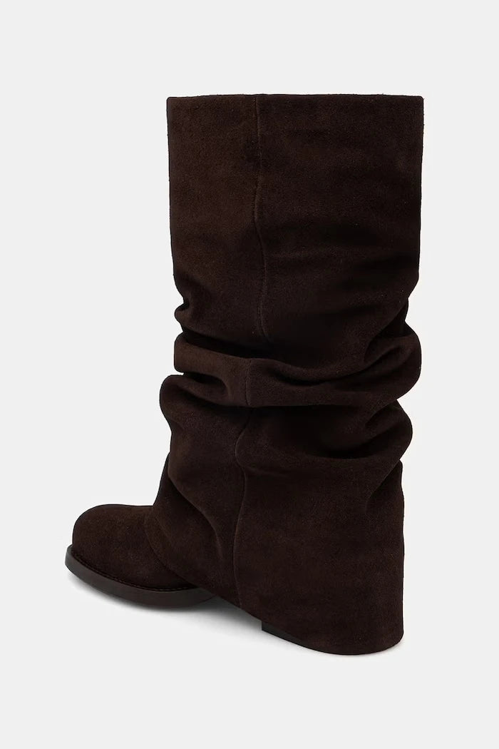 Billi Bi diz altı kadın süet çizmeler Brown suede