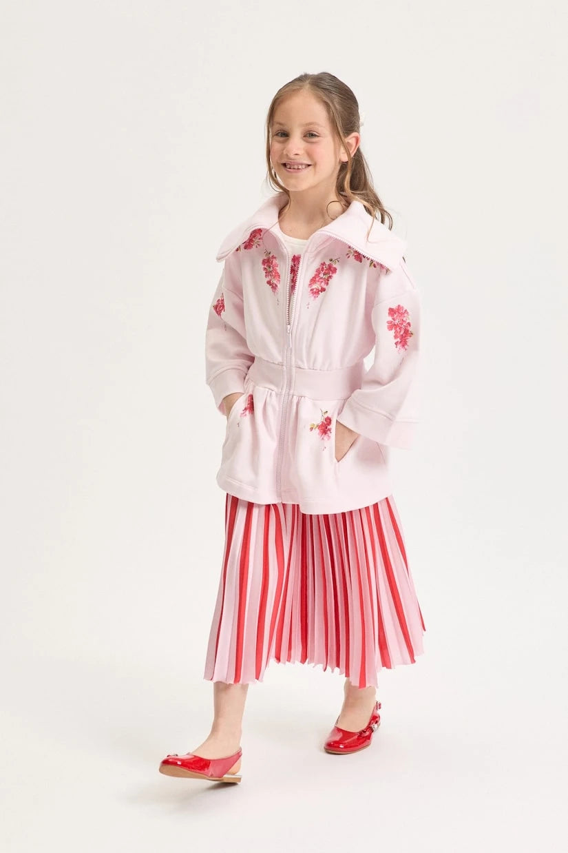 Monnalisa - Floral cotton-blend zip-up sweatshirt