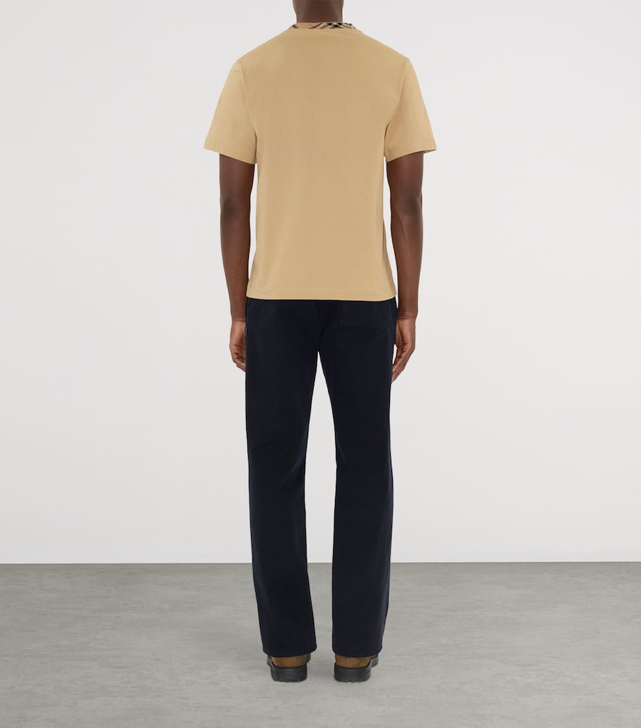 Burberry Cotton Check-Neckline T-Shirt