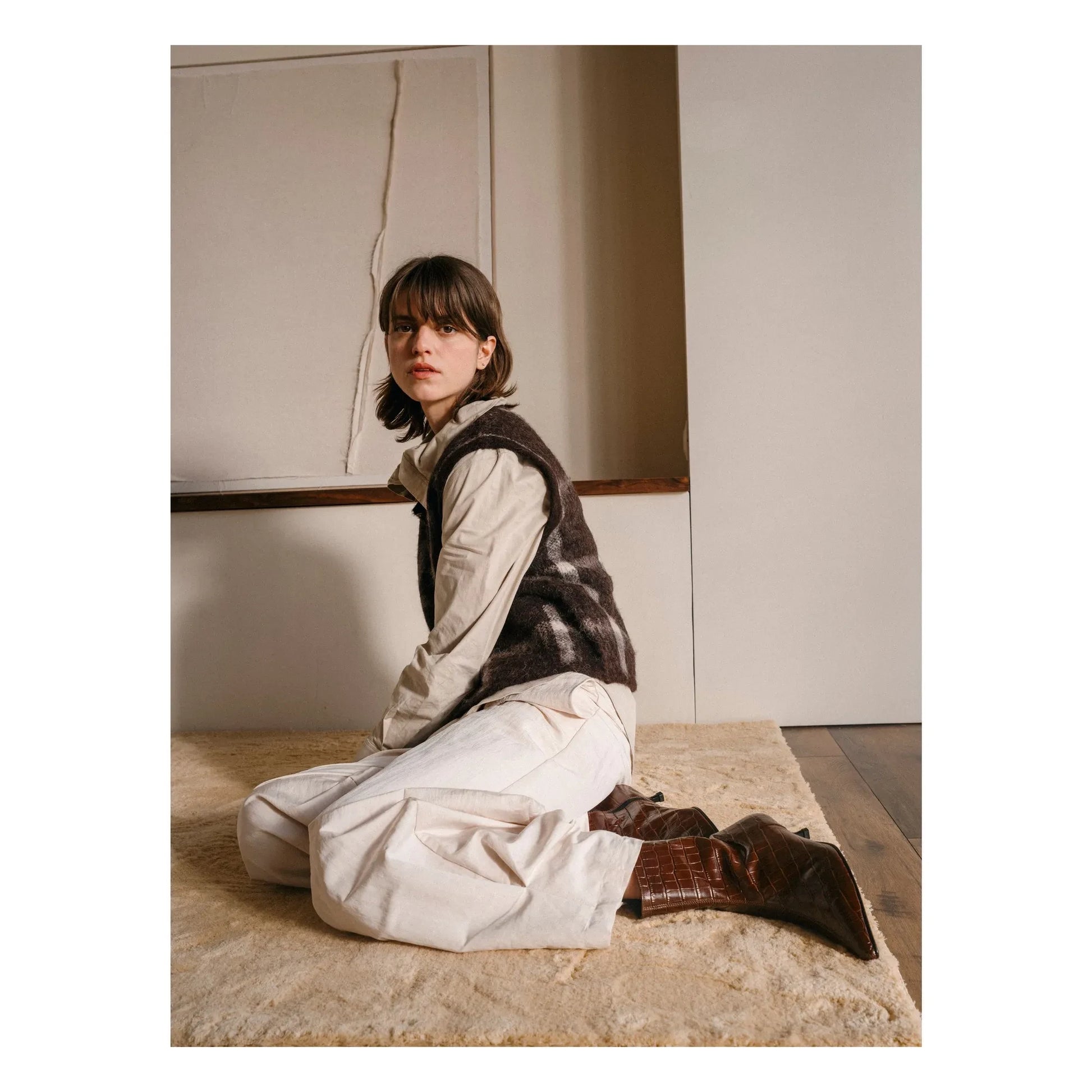Augusta - Paula Crocodile Effect Boots | Chocolate