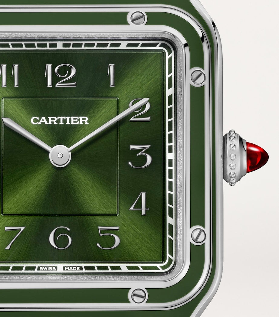 Cartier Large Platinum and Ruby Santos-Dumont Watch 43.5mm