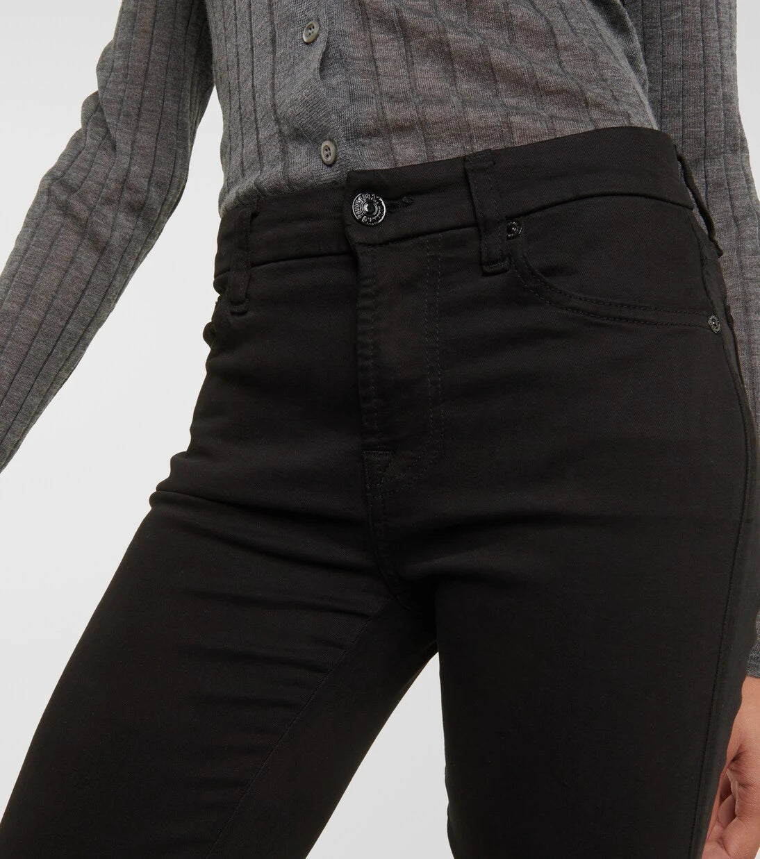 7 For All Mankind - جينز بقصة مستقيمة وخصر مرتفع