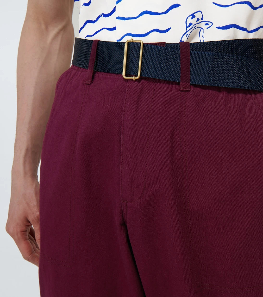 Undercover - Cotton pants with suede apron