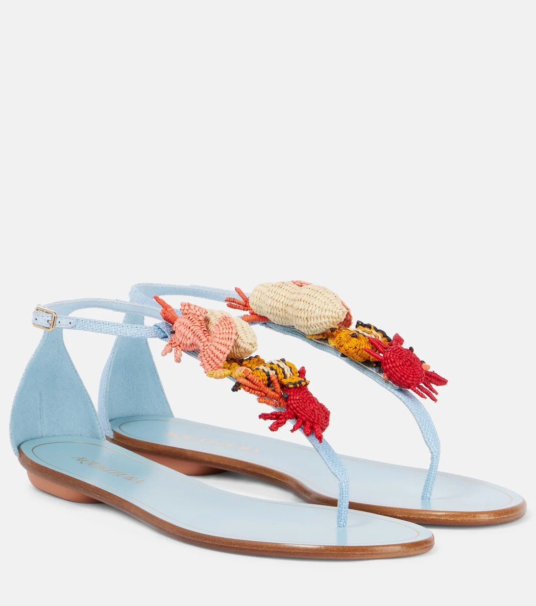 Aquazzura - Marea raffia thong sandals
