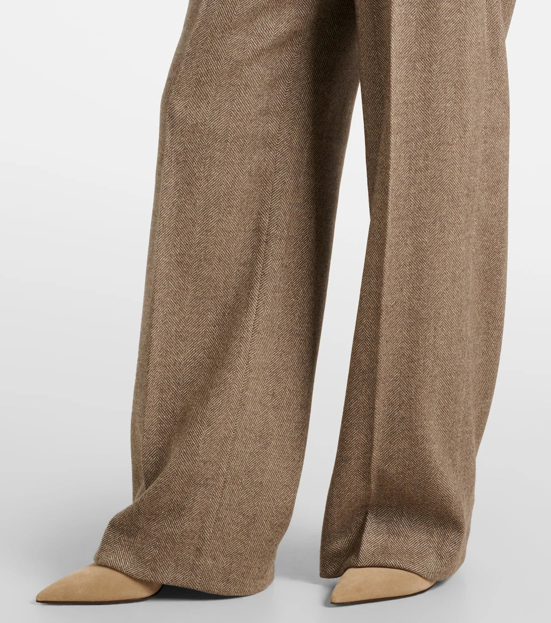 Brunello Cucinelli - Balıksırtı yün karışımı geniş paça pantolon