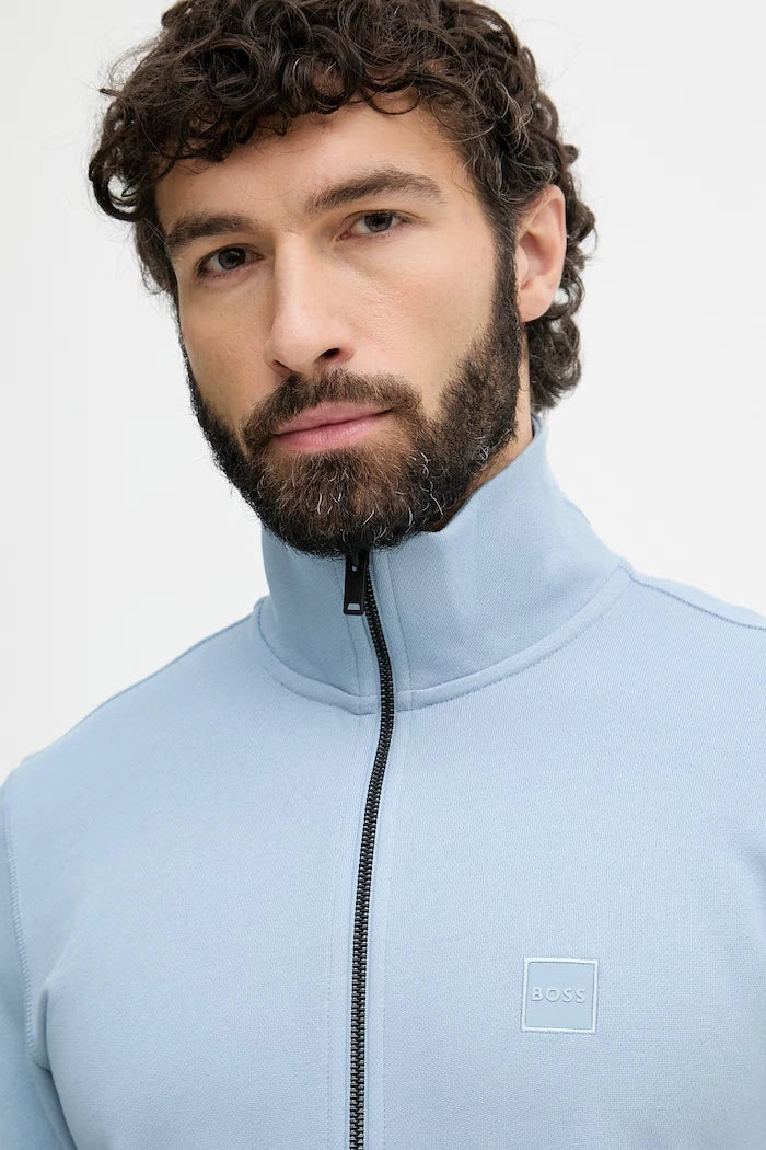 BOSS Orange pamuklu erkek fermuarlı sweatshirt Zestart