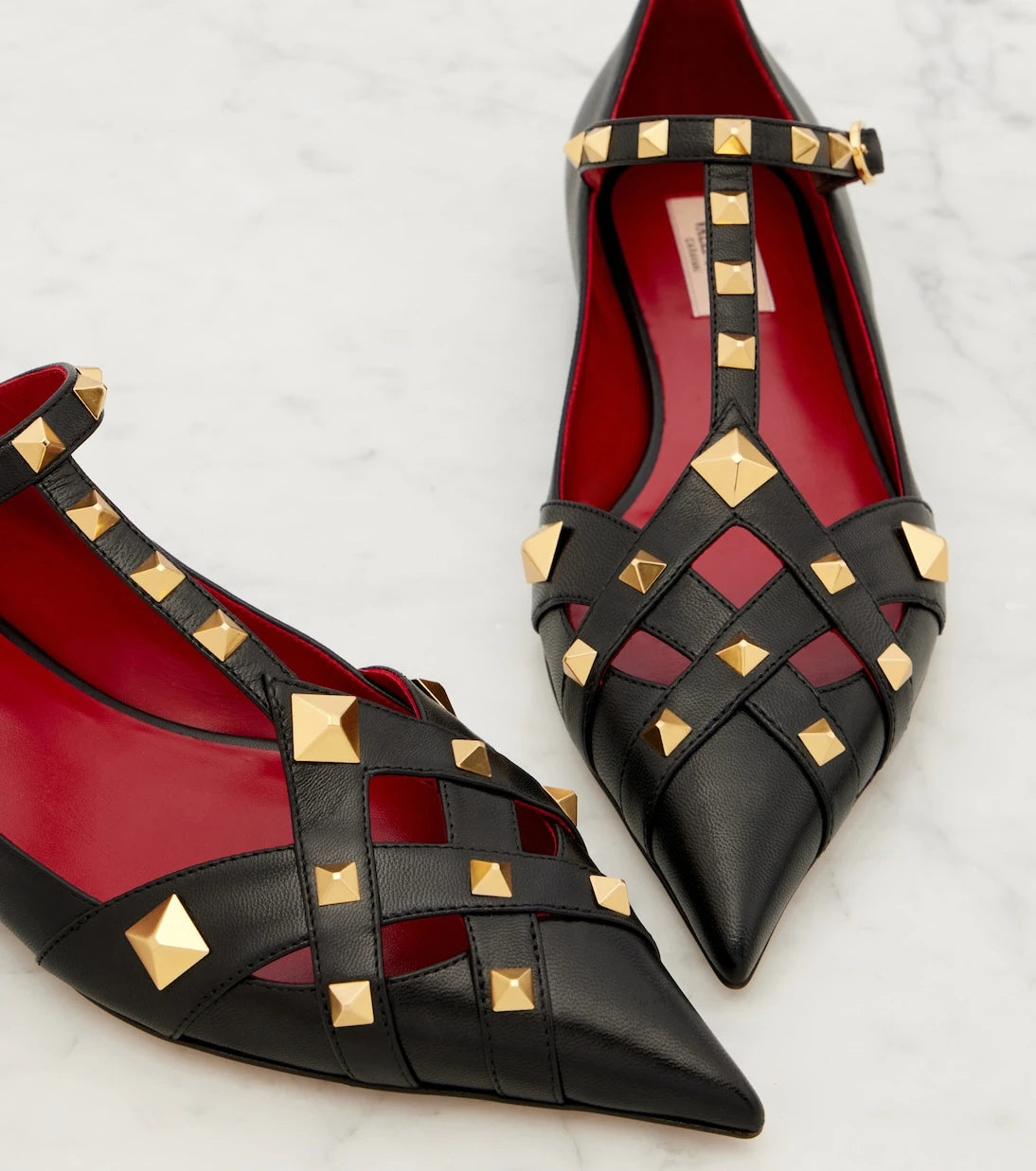 Valentino Garavani - Studdy leather Mary Jane flats