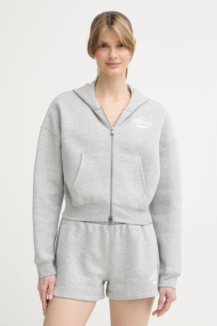 Under Armour kadın pamuklu kapüşonlu fermuarlı sweatshirt Icon