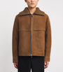 Yves Salomon Brown Suede Knit-Collar Jacket