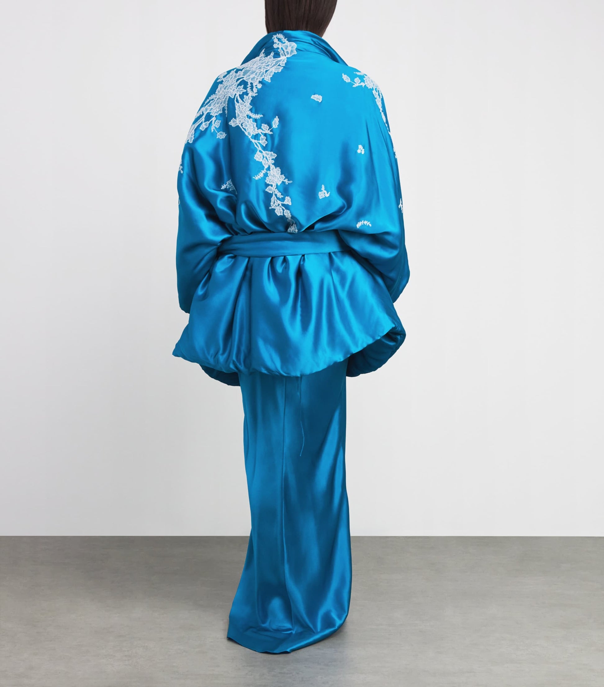 TORLOWEI Green Silk-Lace Padded House Coat