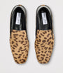 Jimmy Choo Neutral Eliot Calf Leather Leopard Print Slippers