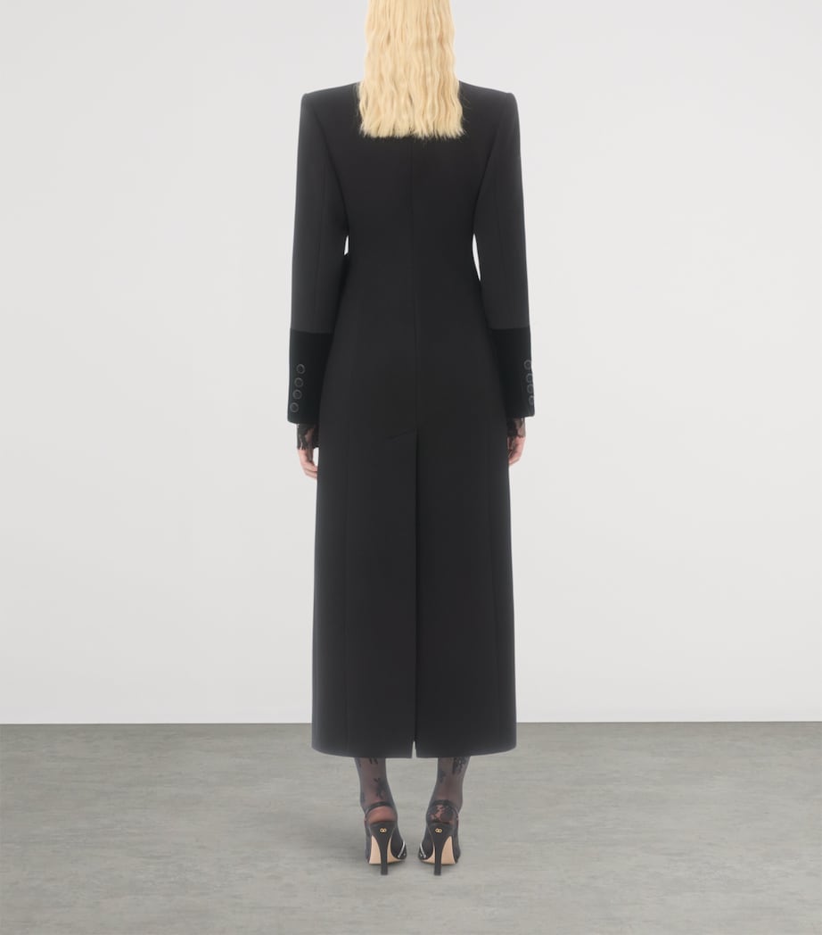 Valentino Black Virgin Wool-Cashmere Bow Overcoat
