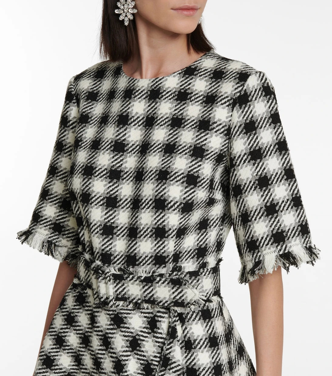 Oscar de la Renta - فستان قصير كاروهات غير متماثل