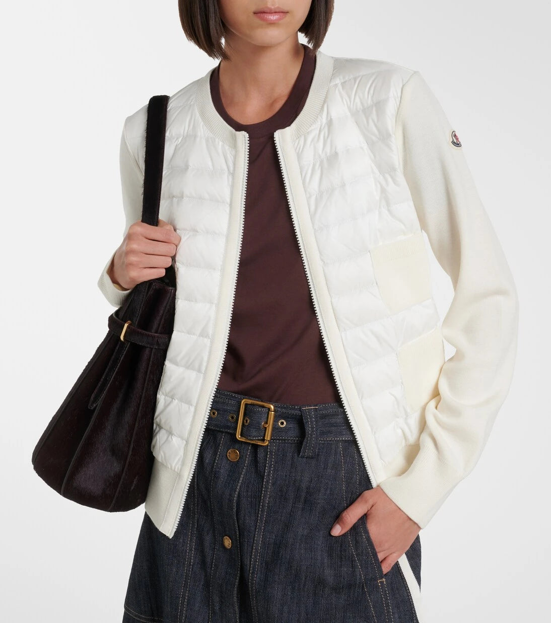 Moncler - Tricot down-paneled virgin wool cardigan