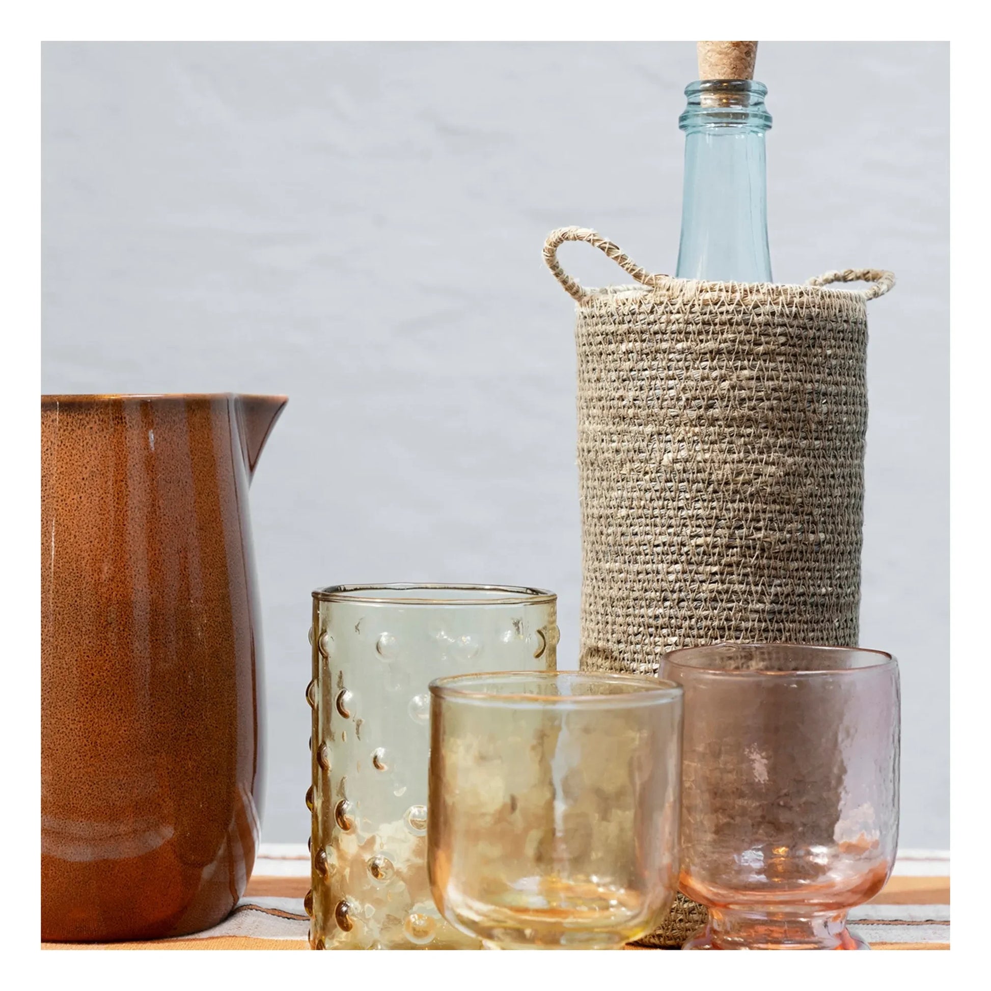 Madam Stoltz - Hammered stemmed glass  | Pink