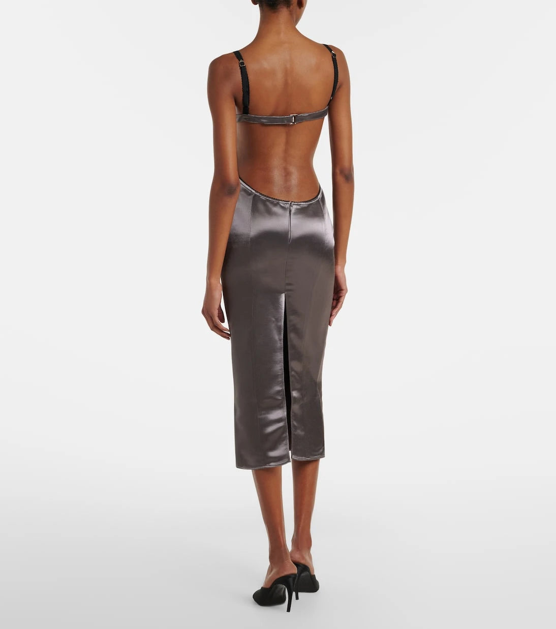The Attico - Open-back satin midi dress