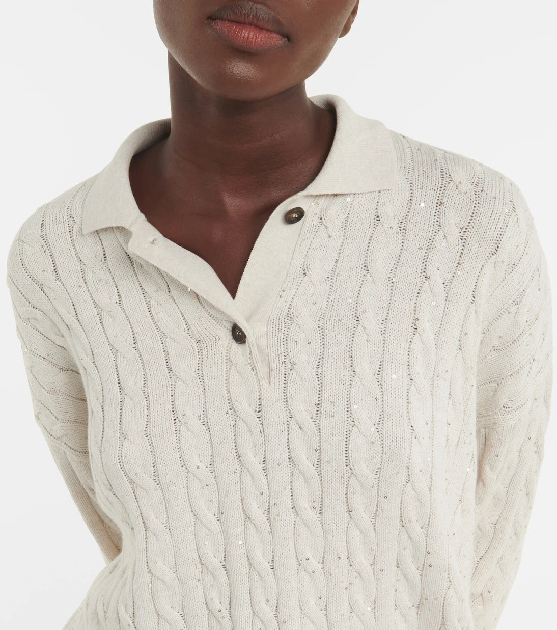 Brunello Cucinelli - Cable-knit cotton-blend polo sweater
