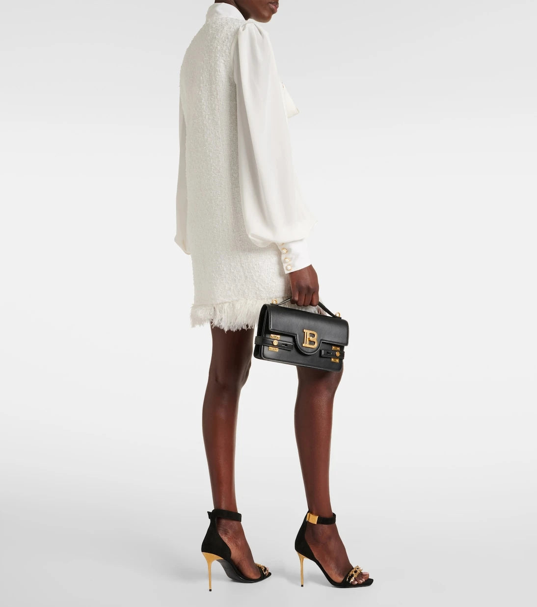 Balmain - Bow-detail cotton-blend tweed minidress