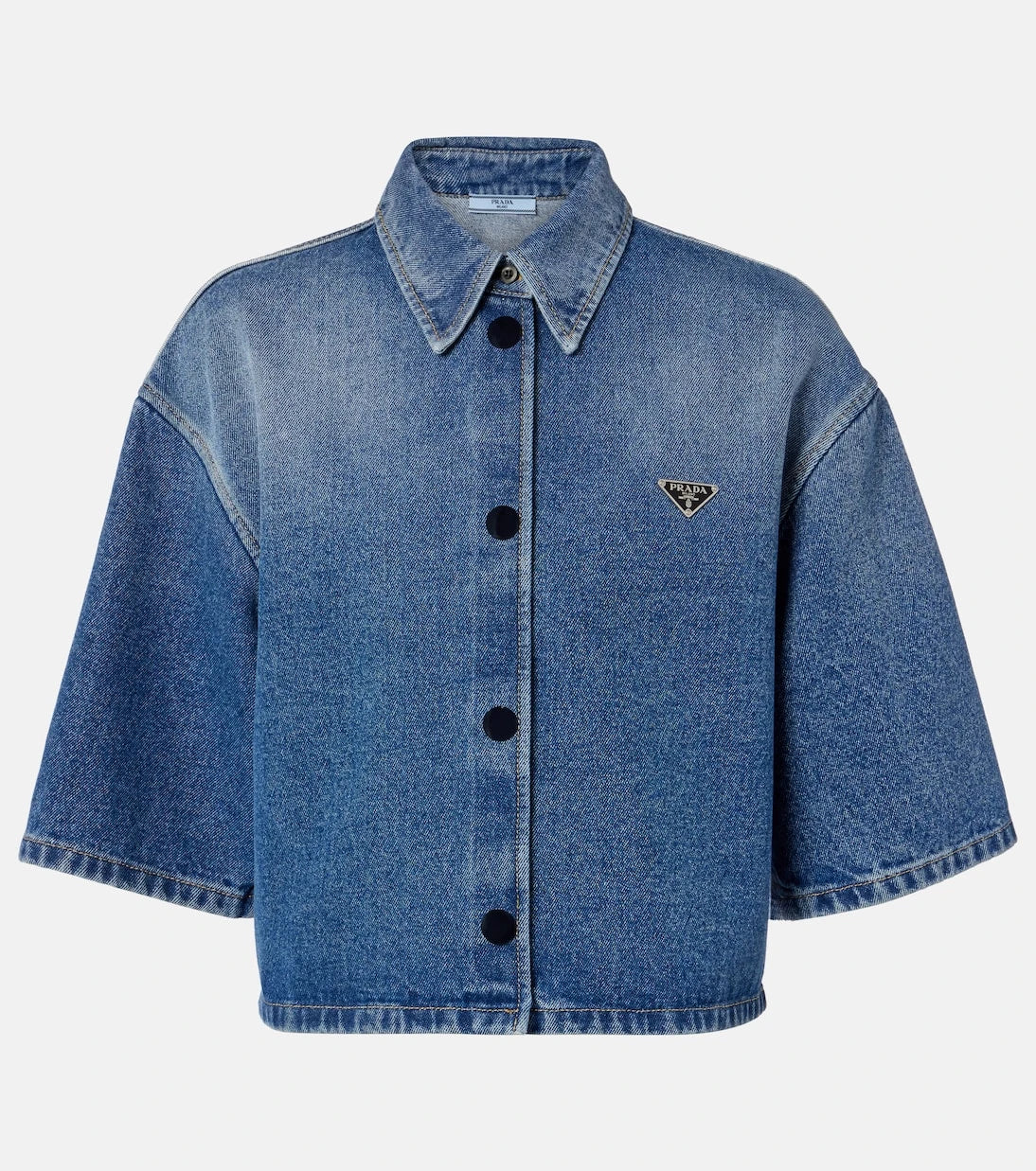 Prada - Logo cropped denim shirt