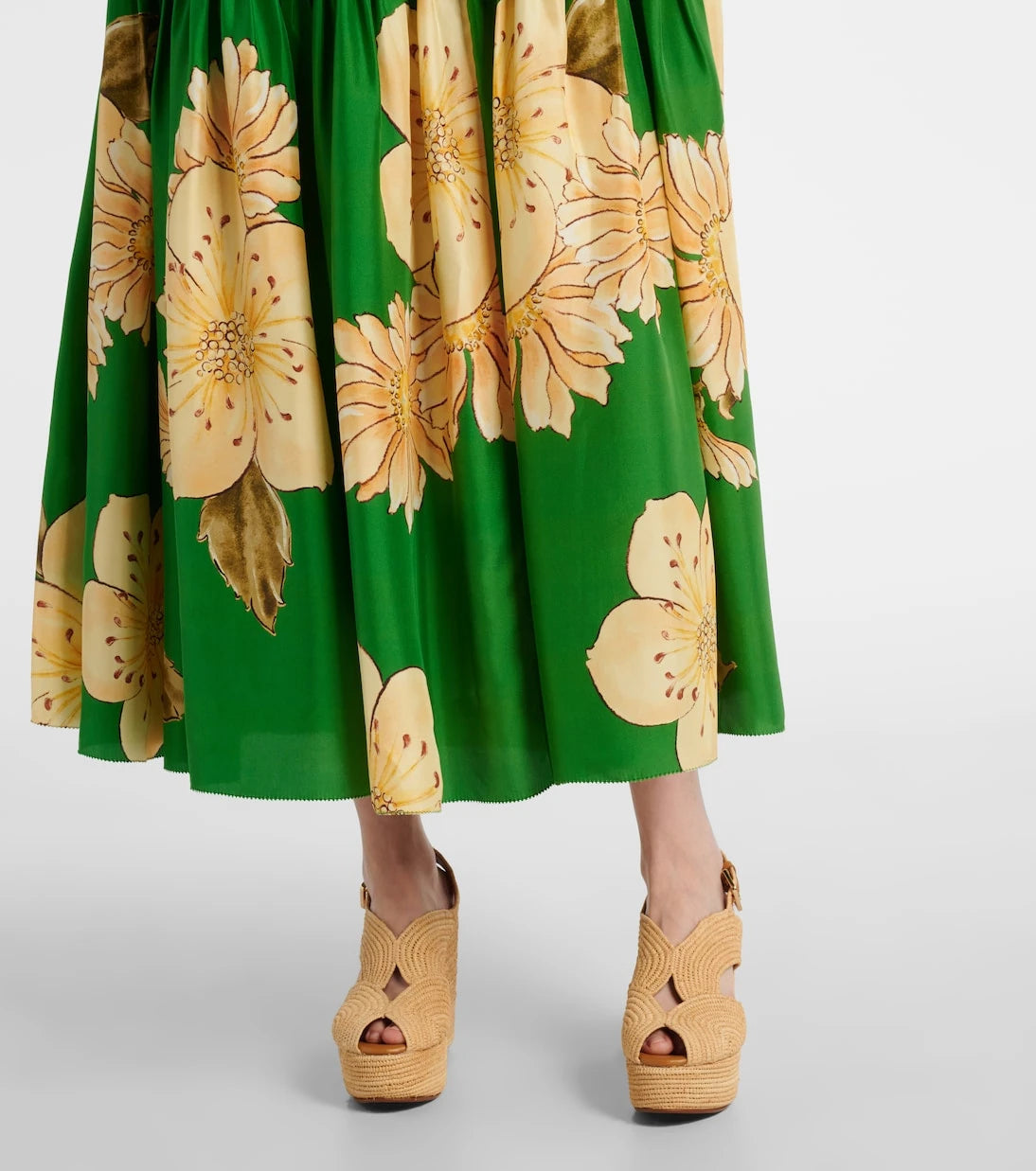 Alémais - Sage floral silk midi dress