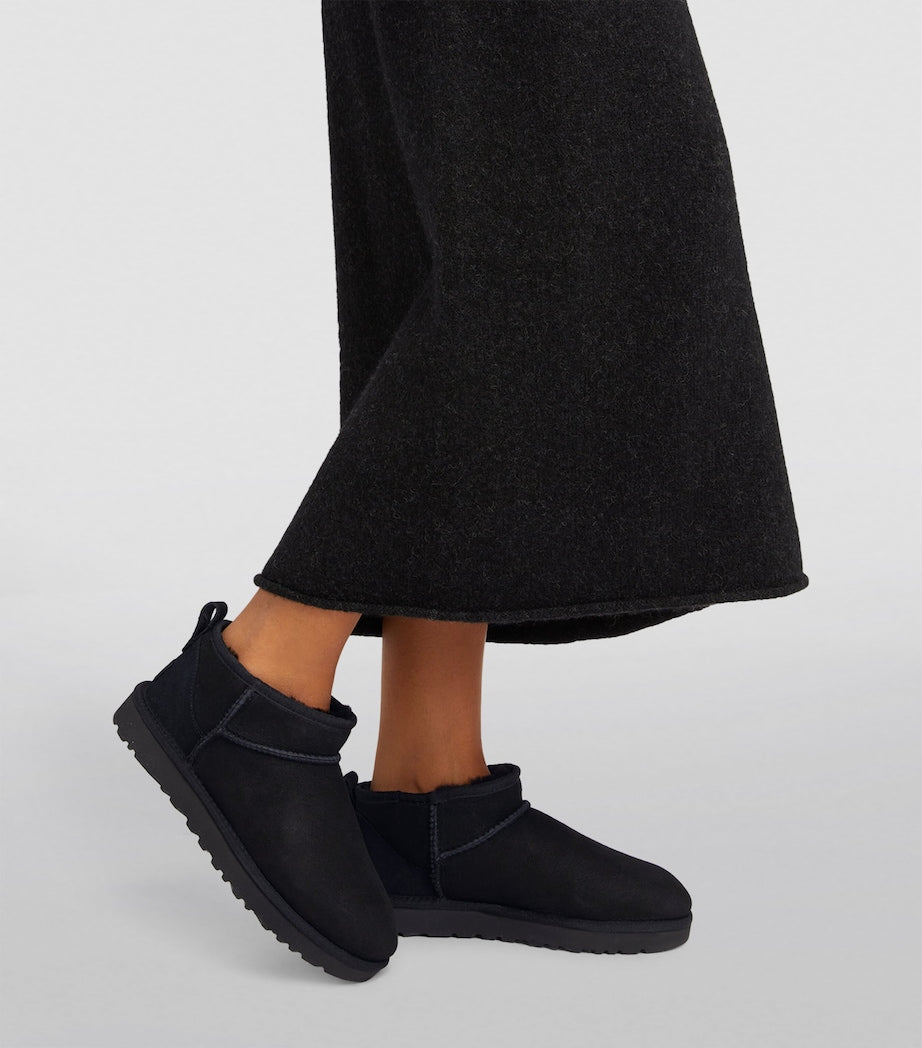 UGG Black Suede Classic Ultra Mini Boots