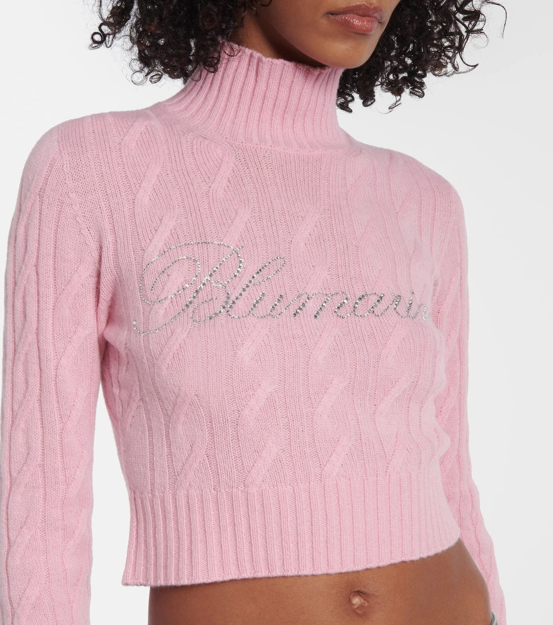 Blumarine - Logo cropped wool and cashmere sweater