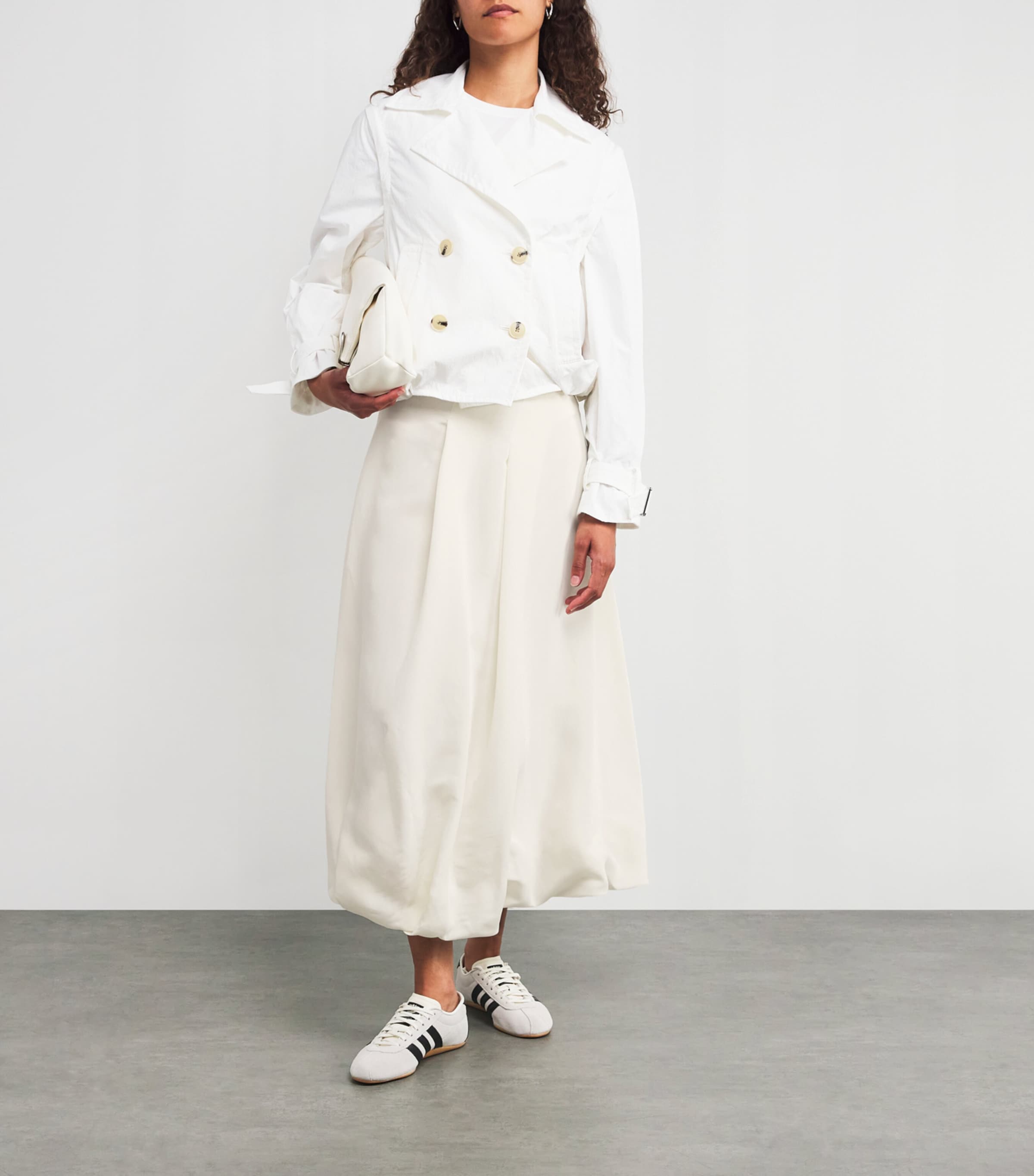 MAX&Co. White Canvas Balloon Midi Skirt