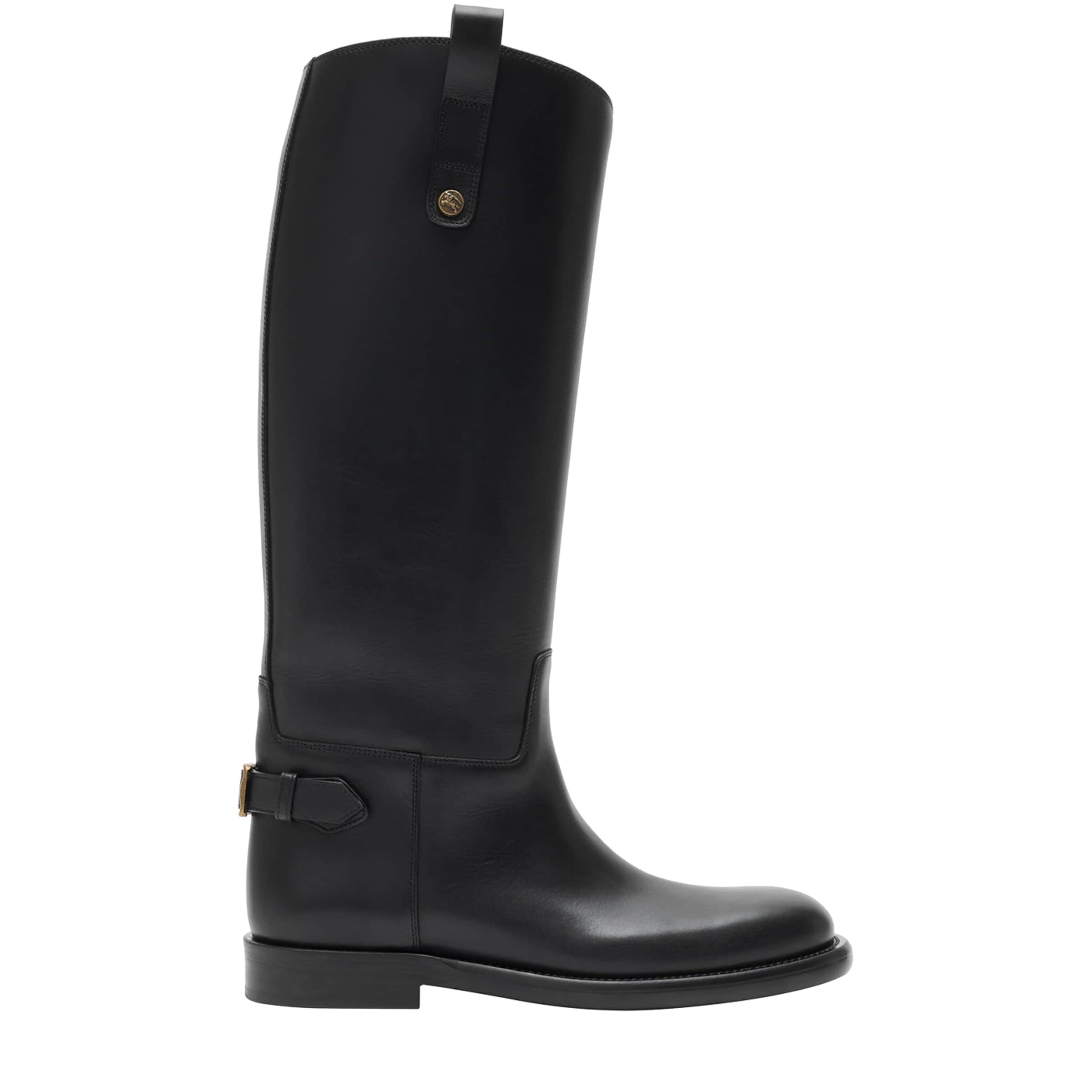 Black Calf Leather Cavalier Knee-High Boots