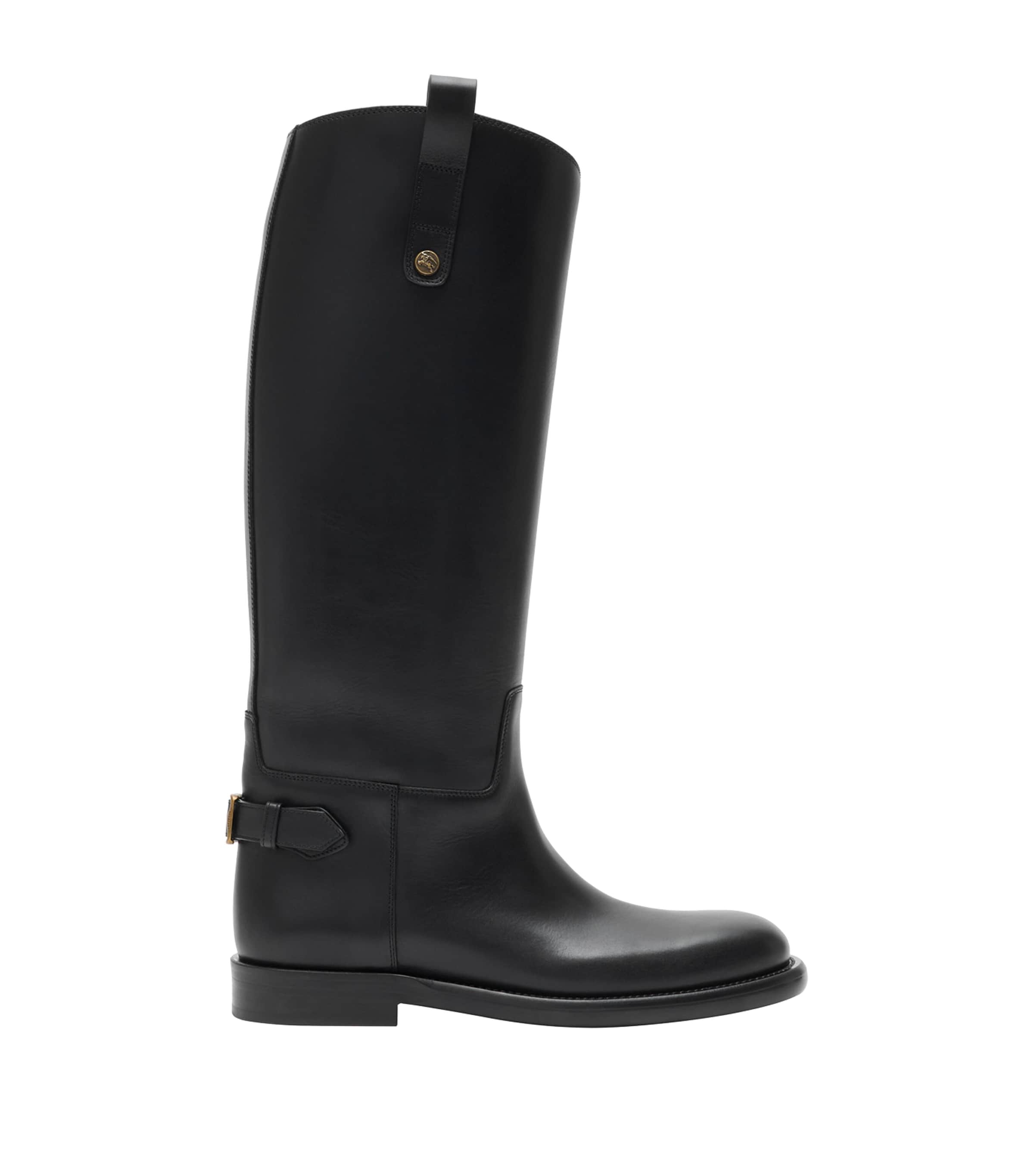 Black Calf Leather Cavalier Knee-High Boots