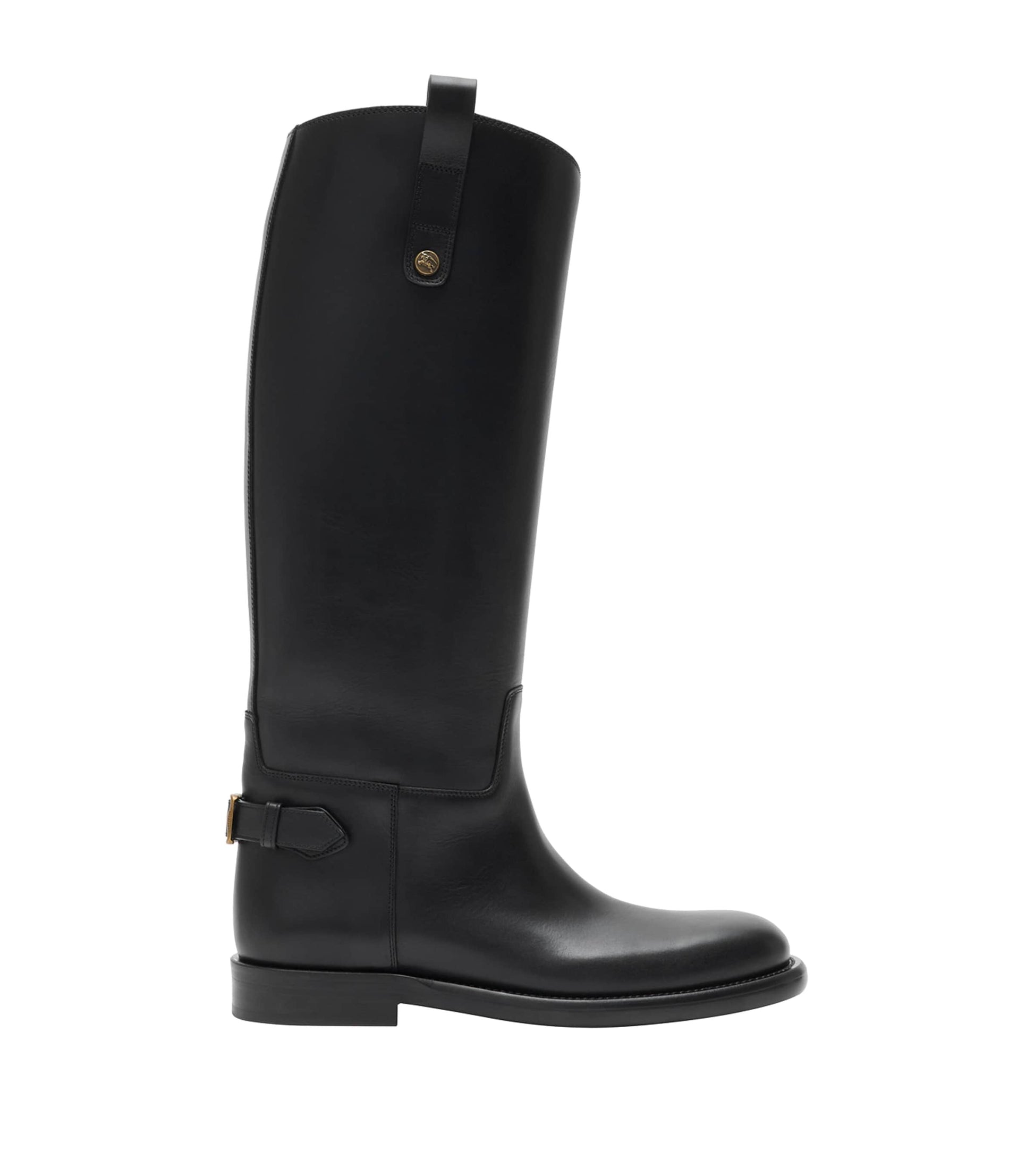 Black Calf Leather Cavalier Knee-High Boots