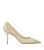 Jimmy Choo Gold Love 85 Mesh Glitter Pumps