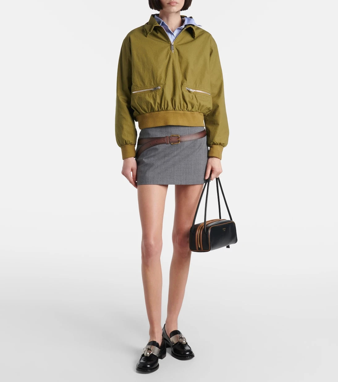 Prada - Embellished leather loafers