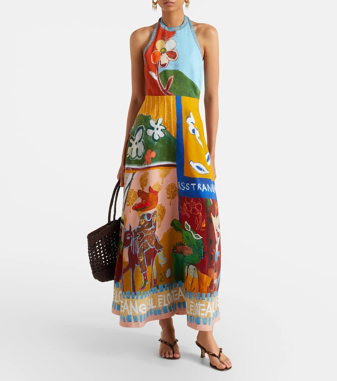 Alémais - x MLAK printed linen-blend midi dress