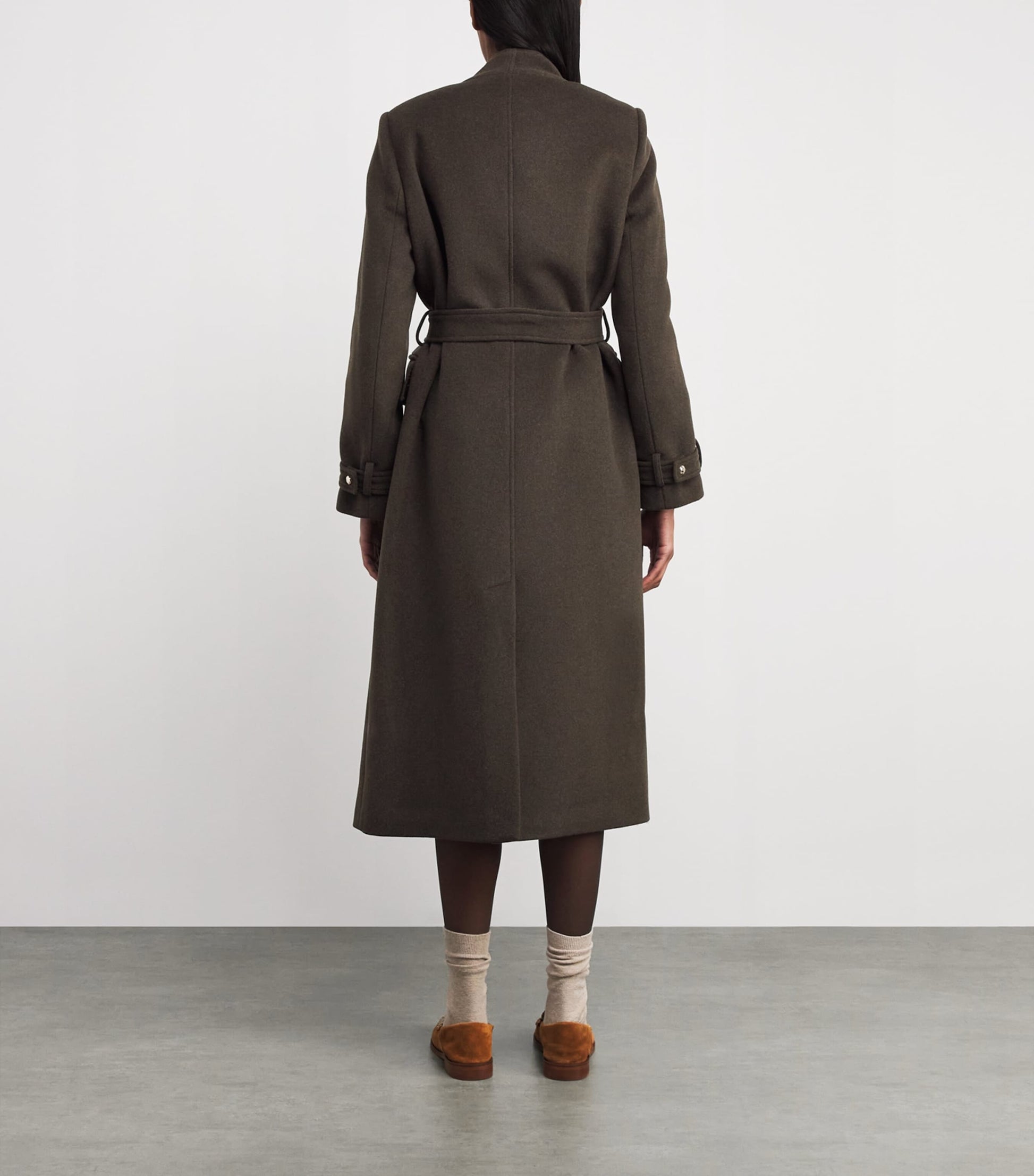 Claudie Pierlot Green Wool-Blend Double-Breasted Coat