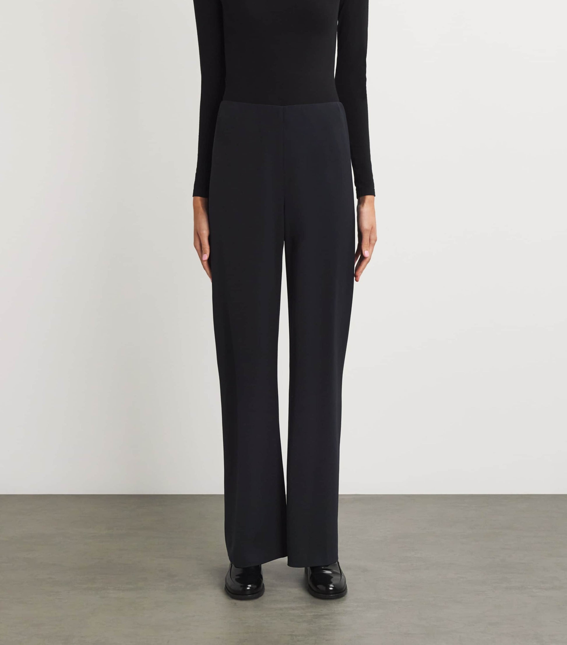 Vince Navy Crepe High-Waist Trousers