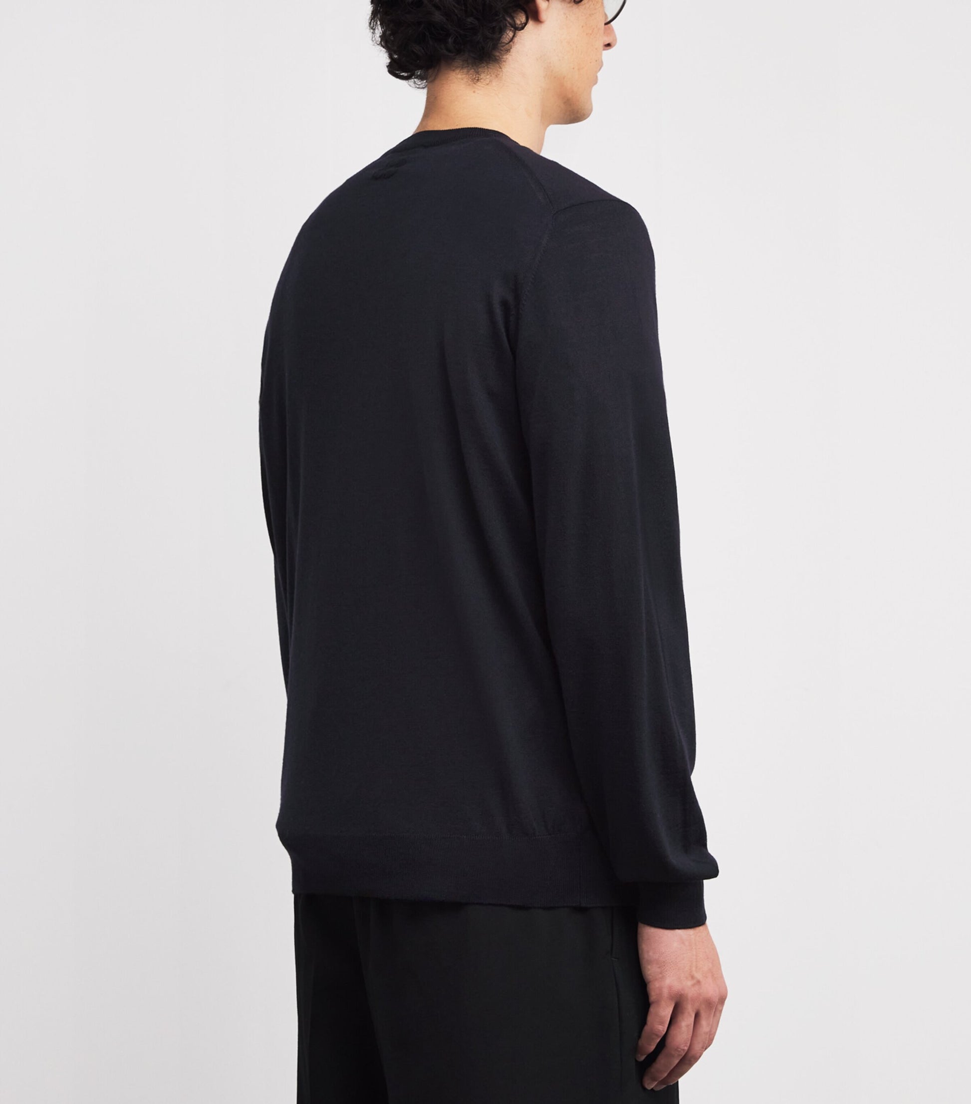 Lardini Navy Virgin Wool Crew-Neck Sweater