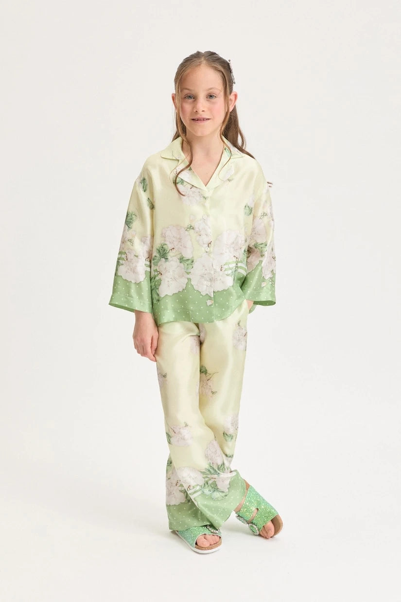 Monnalisa - Floral satin pajama pants