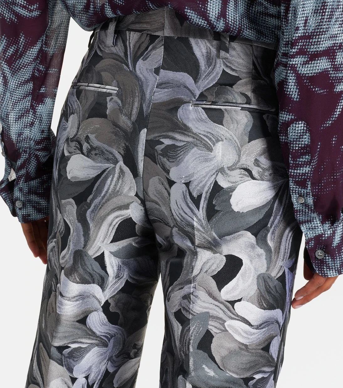 Dries Van Noten - Jacquard high-rise wool straight pants