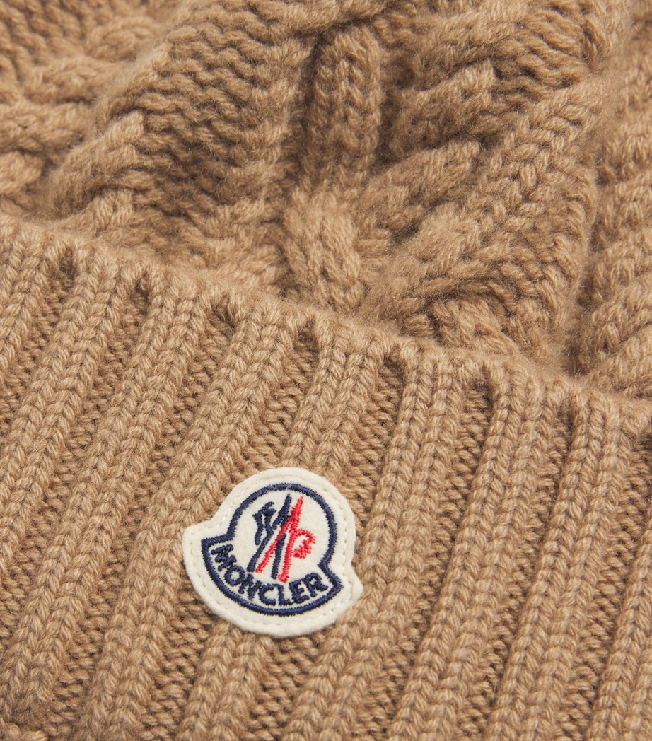 Moncler Beige Virgin Wool-Cashmere Pom-Pom Beanie