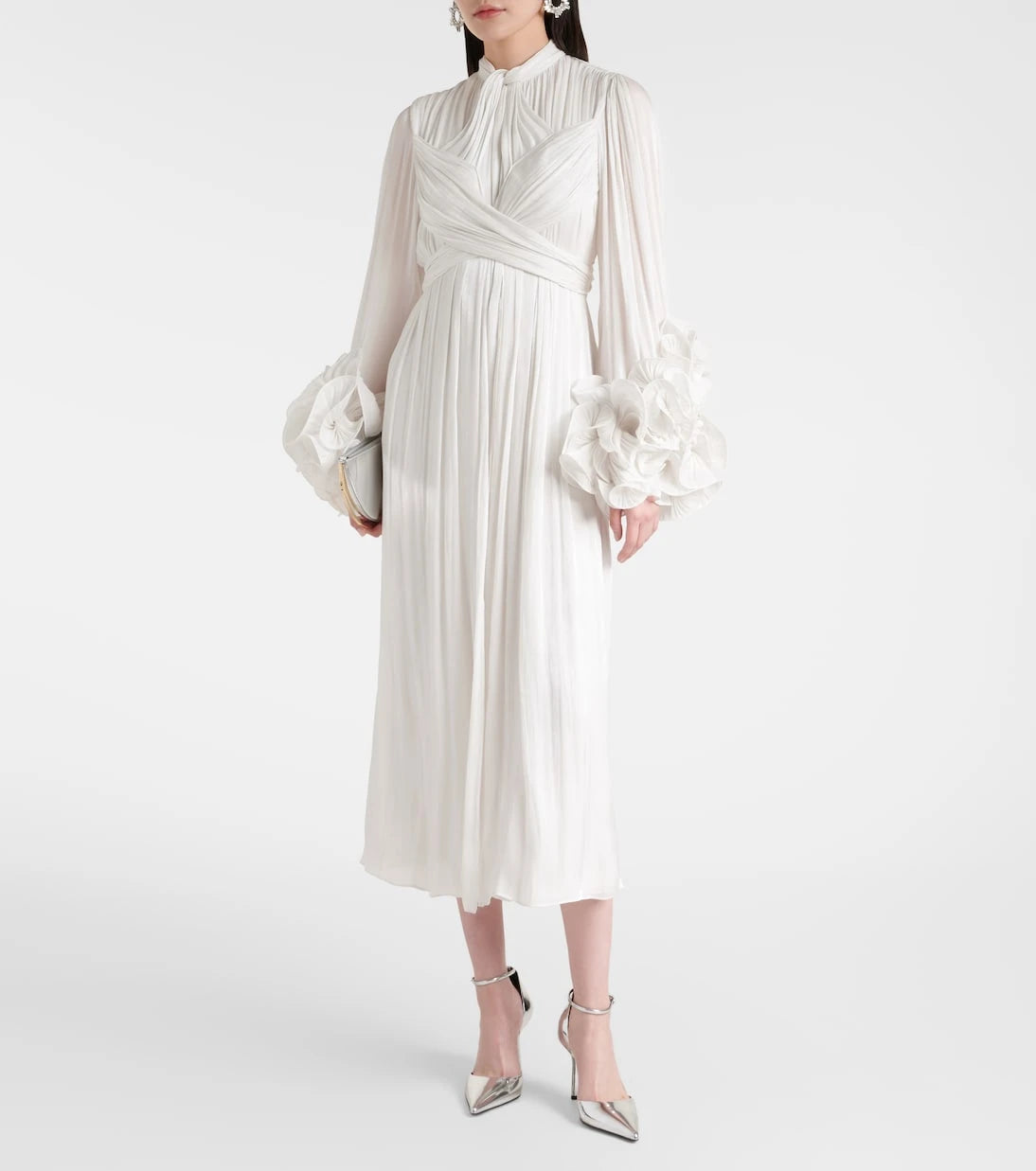 Costarellos - Ruffled pleated gown