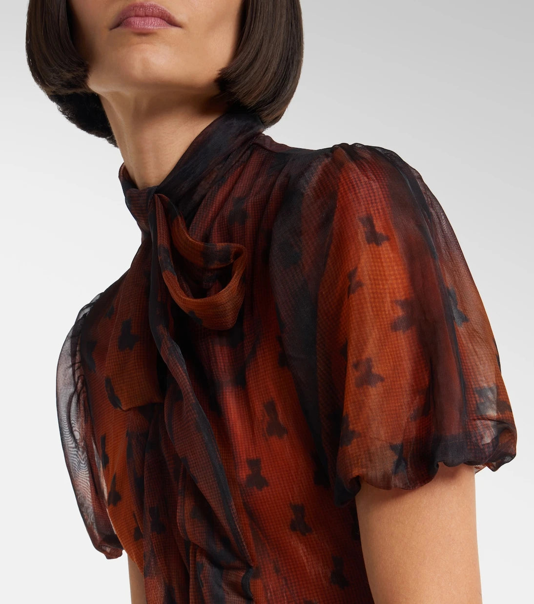 Acne Studios - Bow-detail printed sheer midi dress