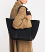 Large Canvas-Leather Embossed Tote Bag BLACK