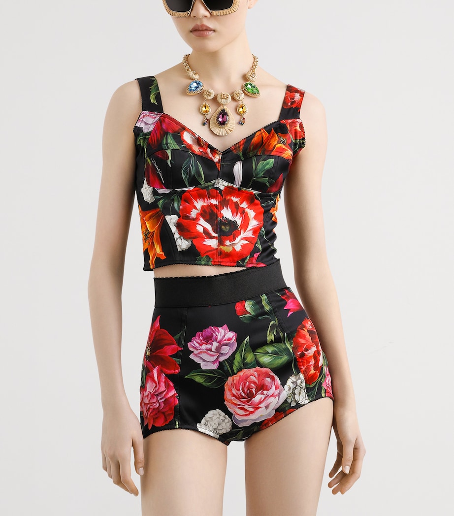 Dolce & Gabbana Multi Flower Print Bustier Top
