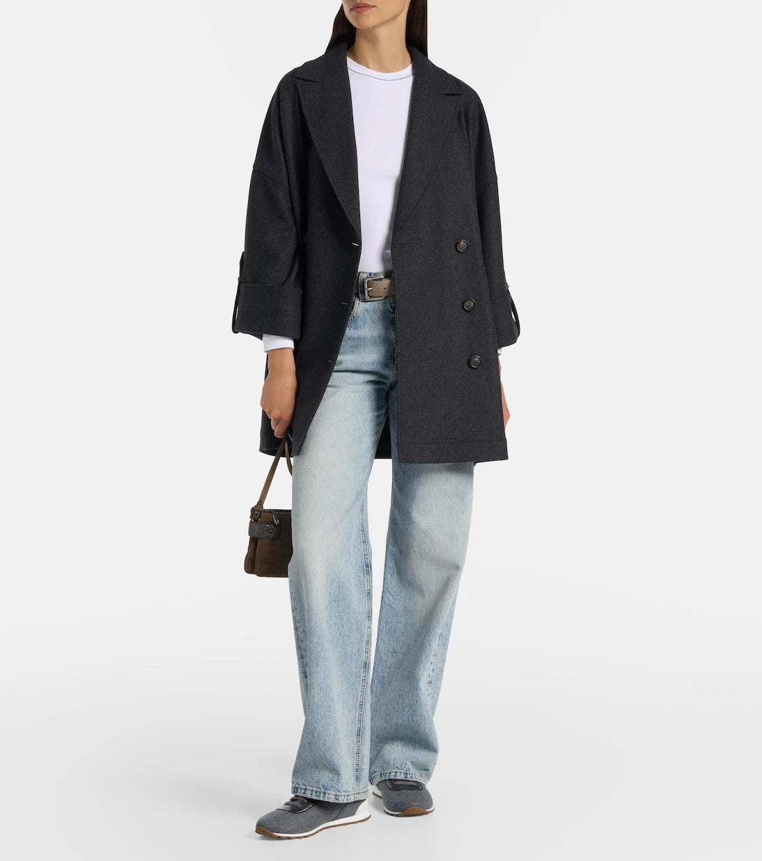 Brunello Cucinelli - Leather-trimmed felt sneakers