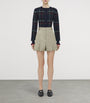 McQueen Brown Cotton Pleated Shorts